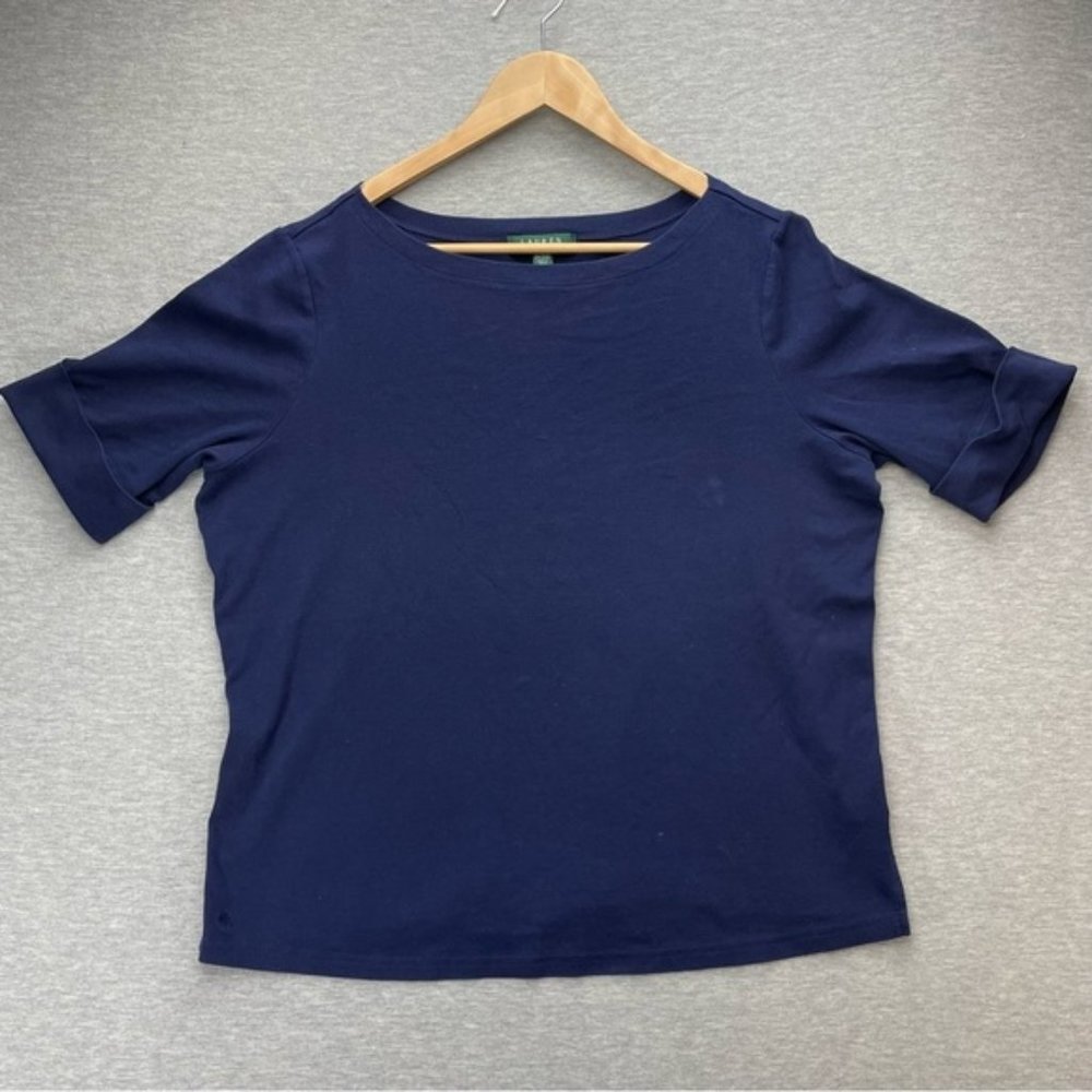 LAUREN Ralph Lauren Navy Blue Womens Shirt Size 2XL